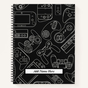 Modern Black and White Video Game Customizable  Notebook