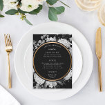 Modern Black and White Watercolor Floral Wedding Menu<br><div class="desc">Dramatic watercolor black and white florals over custom colour circle and background; faux gold circle isnt editable but you can remove or scale it.</div>