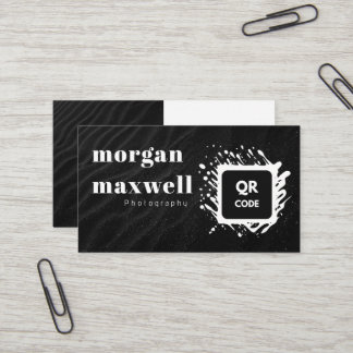Modern Black and White Wave Photography QR Code Business Card