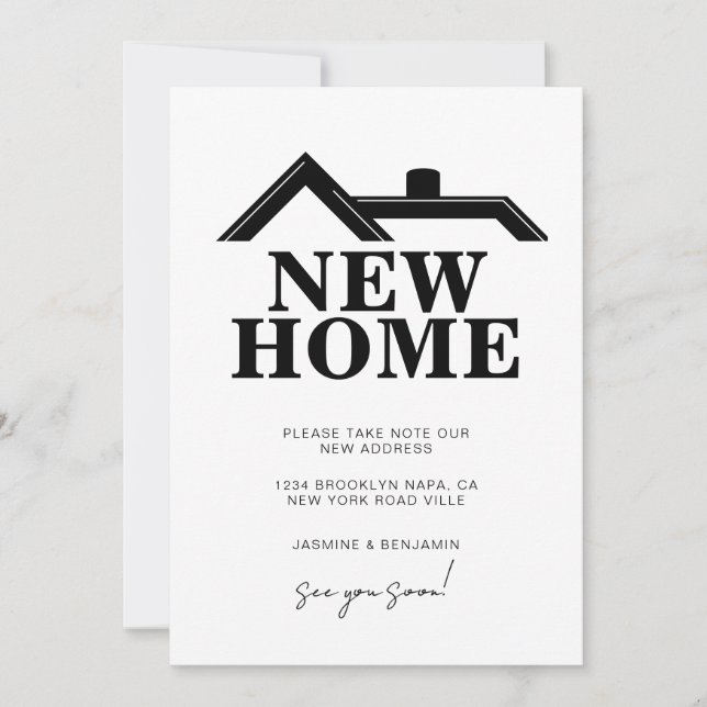 Modern Black and White We’ve Moved New Home Announcement (Front)