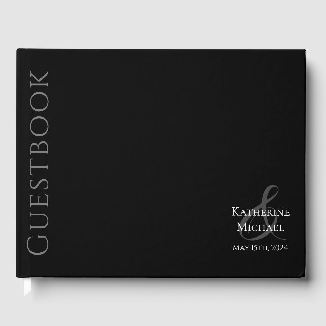 Modern Black and White-Wedding Guest Book (Front)