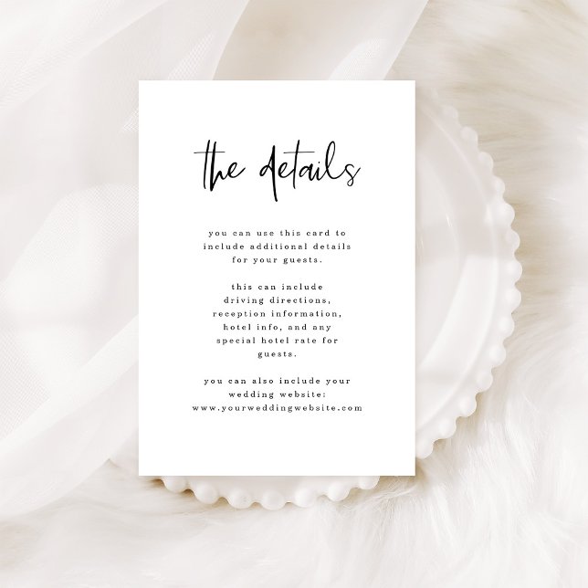 Modern Black and White Wedding | Guest Details Enclosure Card (Creator Uploaded)