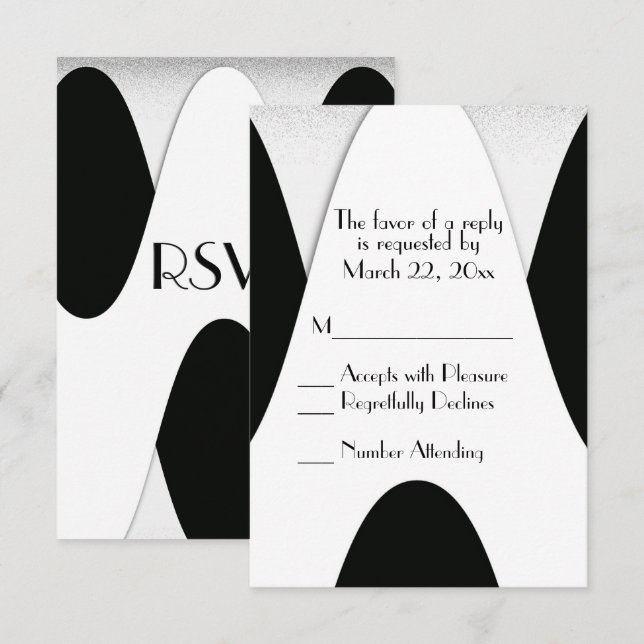 Modern Black and White Wedding Invitation (Front/Back)