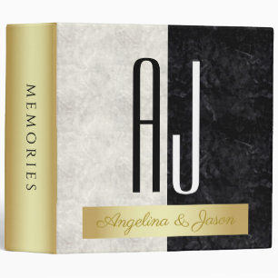 Modern Black and White Wedding Photo Album Binder