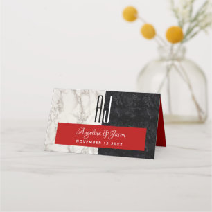 Modern Black and White Wedding Place Card