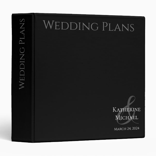 Modern Black and White-Wedding Plans- Binder (Front/Spine)
