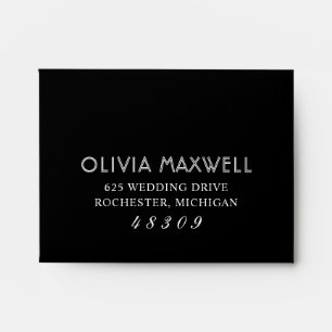 Modern Black and White Wedding Return Address Envelope