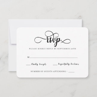 Modern Black and White Wedding RSVP Cards