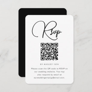 Modern Black and White Wedding RSVP with QR Code