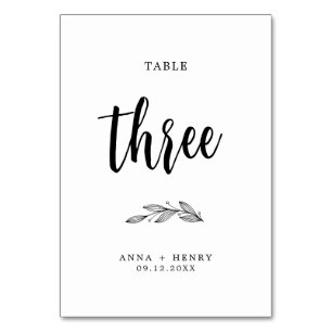 Modern Black and White Wedding Table Number