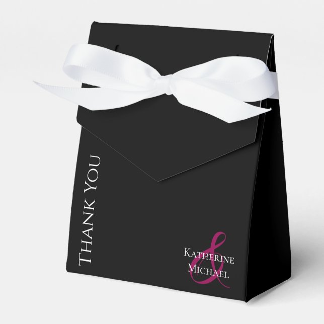 Modern Black and White-Wedding Thank you Favor Box (Front Side)