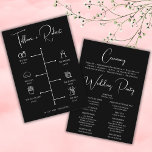 Modern Black and White Wedding Timeline Icons Program<br><div class="desc">Navigate the journey of our Modern Black and White Wedding Timeline with Icons Program! Personalize this sleek and contemporary program with key moments of your love story. These modern black and white icons serve as elegant markers of your wedding events, adding a touch of sophistication to your ceremony. From 'I...</div>