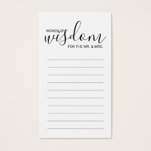 Modern Black and White Wedding Words of Wisdom