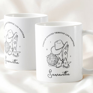 Modern Black and White Western Disco Cowgirl Bff Coffee Mug