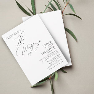 Modern Black and White White Wedding Invitation
