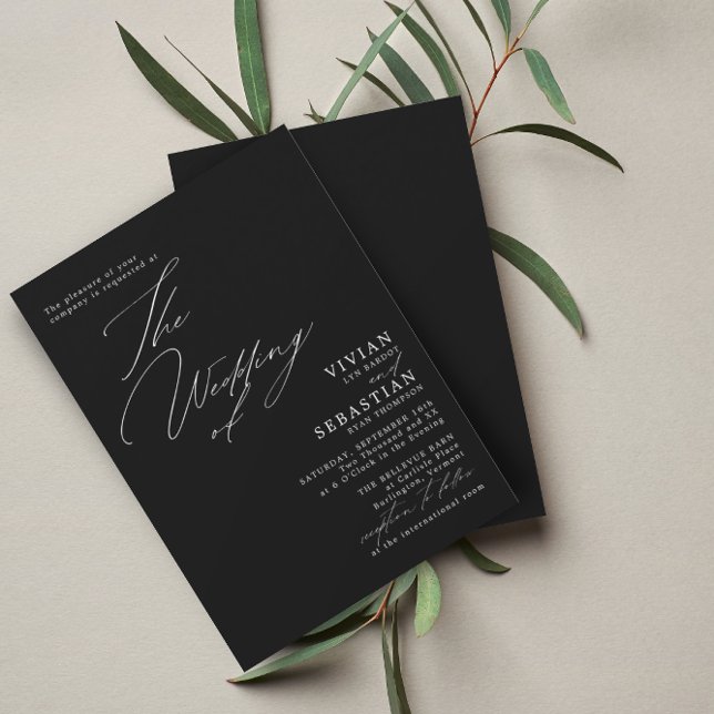 Modern Black and White White Wedding  Invitation (Creator Uploaded)