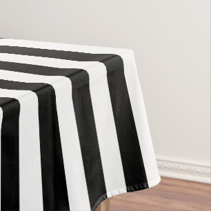 Modern Black and White Wide Stripe Tablecloth