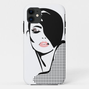 Modern black and white woman portrait minimalist  iPhone 11 case