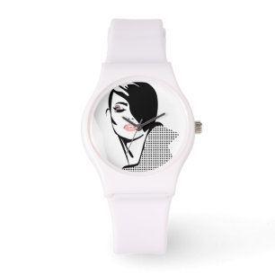 Modern black and white woman portrait minimalist  watch