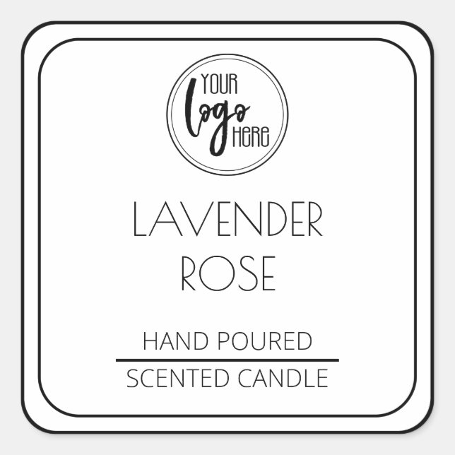 Modern Black And White Your Logo Soy Candle Label (Front)