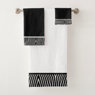 Modern Black and White Zebra Pattern Bath Towel Set