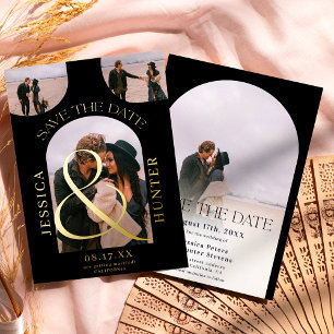 Modern black arch 4 photos wedding save the date