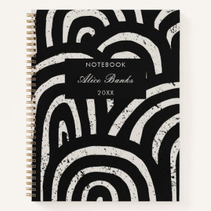 Modern Black Arch Pattern & Script Monogram Notebook