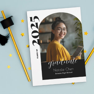 Modern Black Arch Photo Graduation Announcement