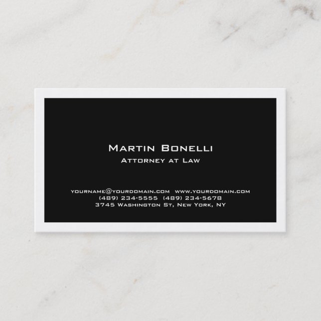 Modern Black Attorney at Law Business Card (Front)