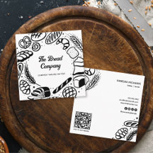 Modern Black Baked Goods Border QR Code Bakery