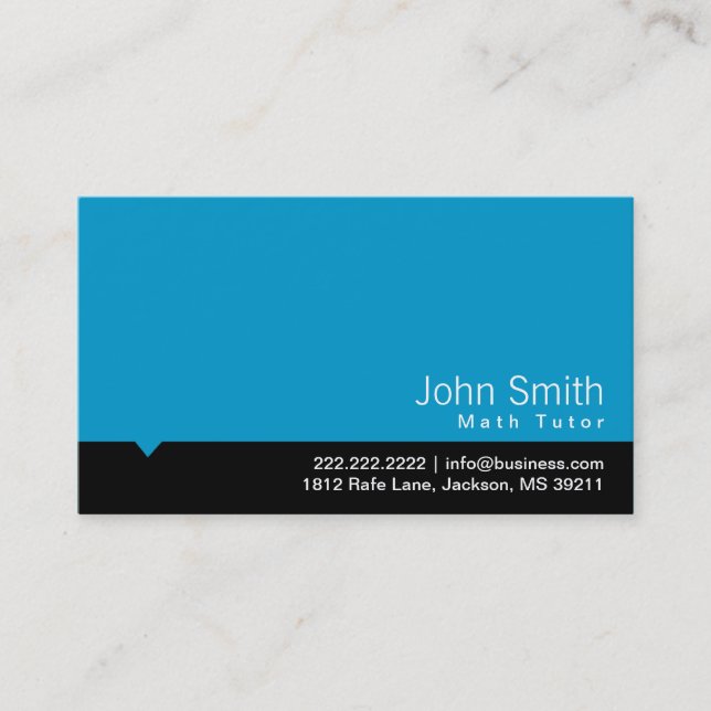 Modern Black Bar Math Tutor Business Card (Front)