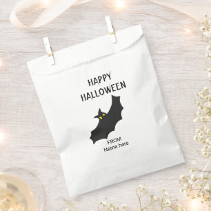 modern black bat script halloween party favour bag