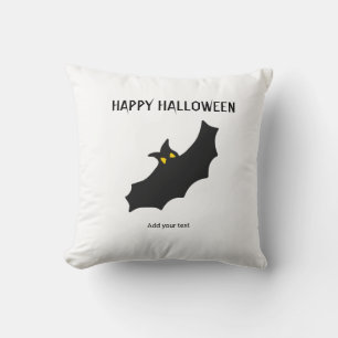 modern black bat script halloween party throw pillow