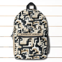 Modern Black Beige Camo Personalized Name