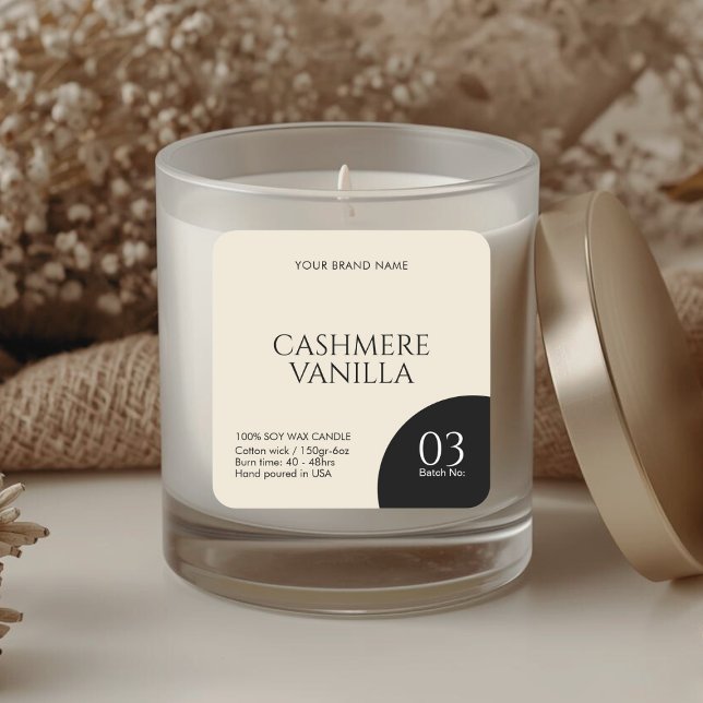 Modern black beige candle label sticker (Créateur téléchargé)