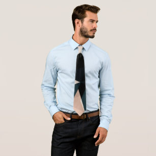 Modern Black Beige Geometric Abstract Pattern Tie