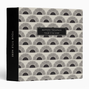 Modern Black & Beige Sunset Abstract Art Pattern Binder