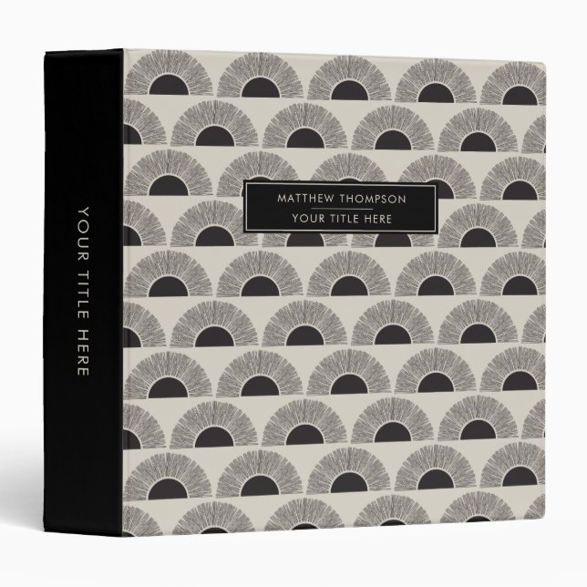 Modern Black & Beige Sunset Abstract Art Pattern Binder (Front/Spine)