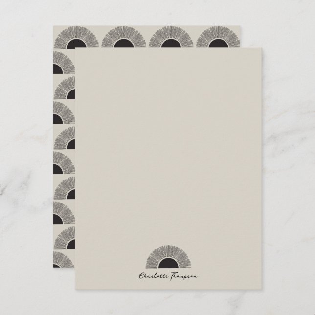 Modern Black & Beige Sunset Abstract Art Pattern Card (Front/Back)