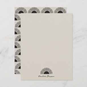 Modern Black & Beige Sunset Abstract Art Pattern Card