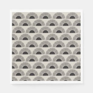 Modern Black & Beige Sunset Abstract Art Pattern Napkin