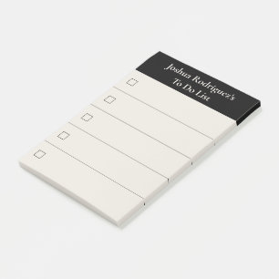 Modern Black Beige To Do List with Name Post-it Notes