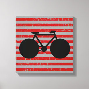 modern black bicycle & red stripes canvas print
