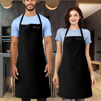Modern Black Blank template,  White Script Apron
