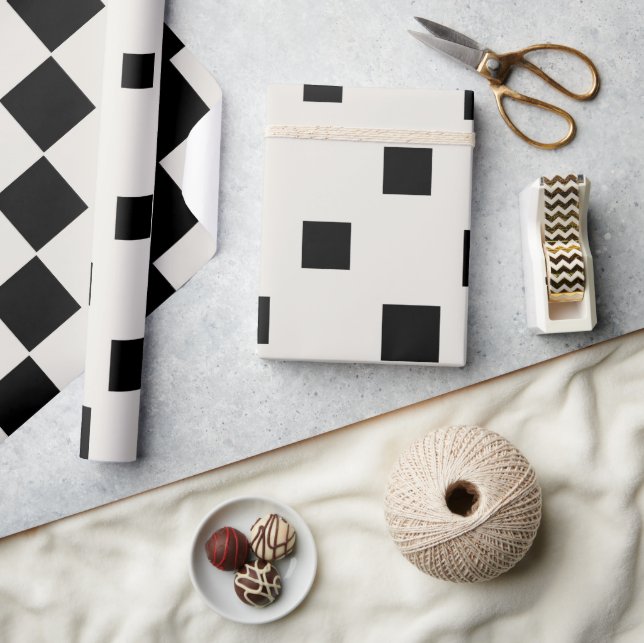 Modern Black Blocks Wrapping Paper (Crafts)