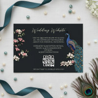 Modern Black Blue Peacock Website QR Code