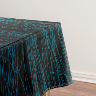 Modern Black Blue Teal Dark Abstract Texture Cool Tablecloth