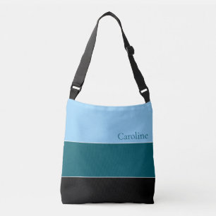 Modern Black Blue Turquoise  Crossbody Bag