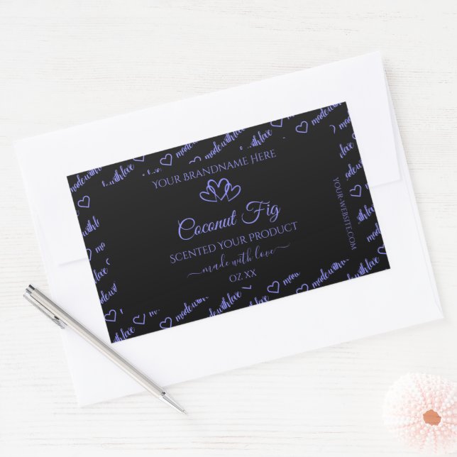 Modern Black Blue Word Cloud Product Labels Hearts (Envelope)
