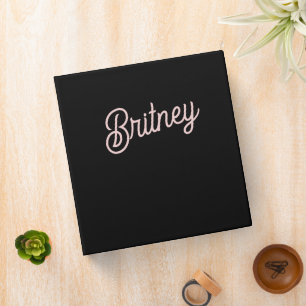 Modern Black Blush Dusty Pink Monogram and Name  Binder